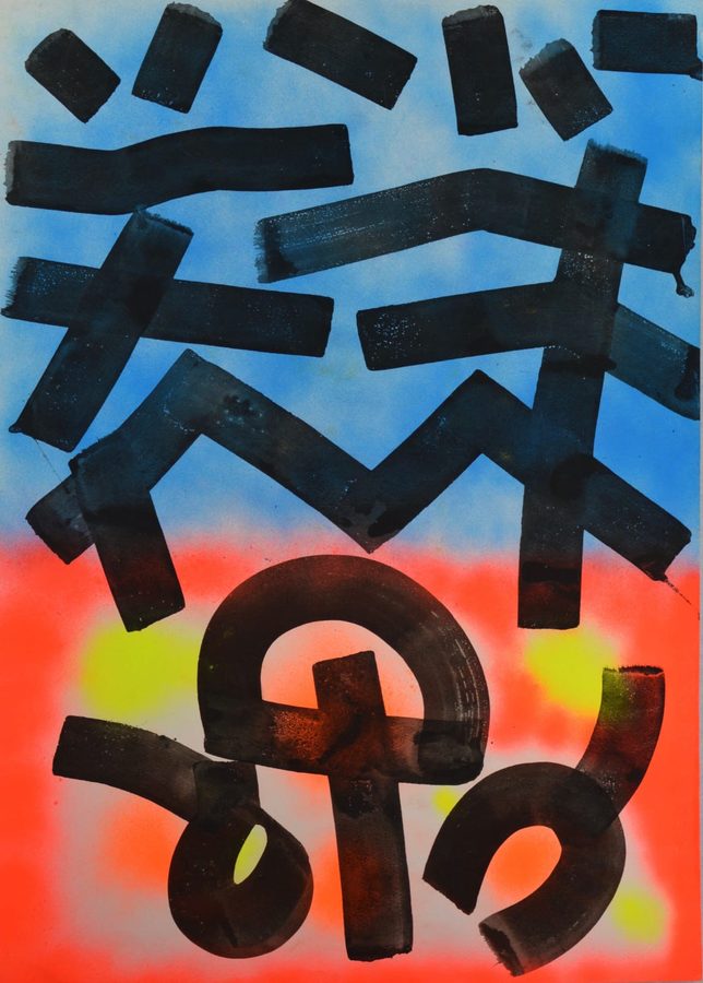 9. Trazos sobre fondo de spray 1985 Julio Espadafor